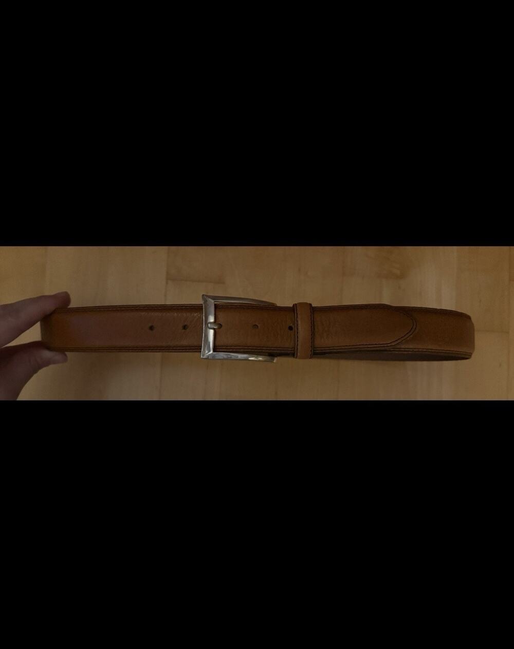 Bosca Men's Leather Belt in Brown Silver Buckle 34